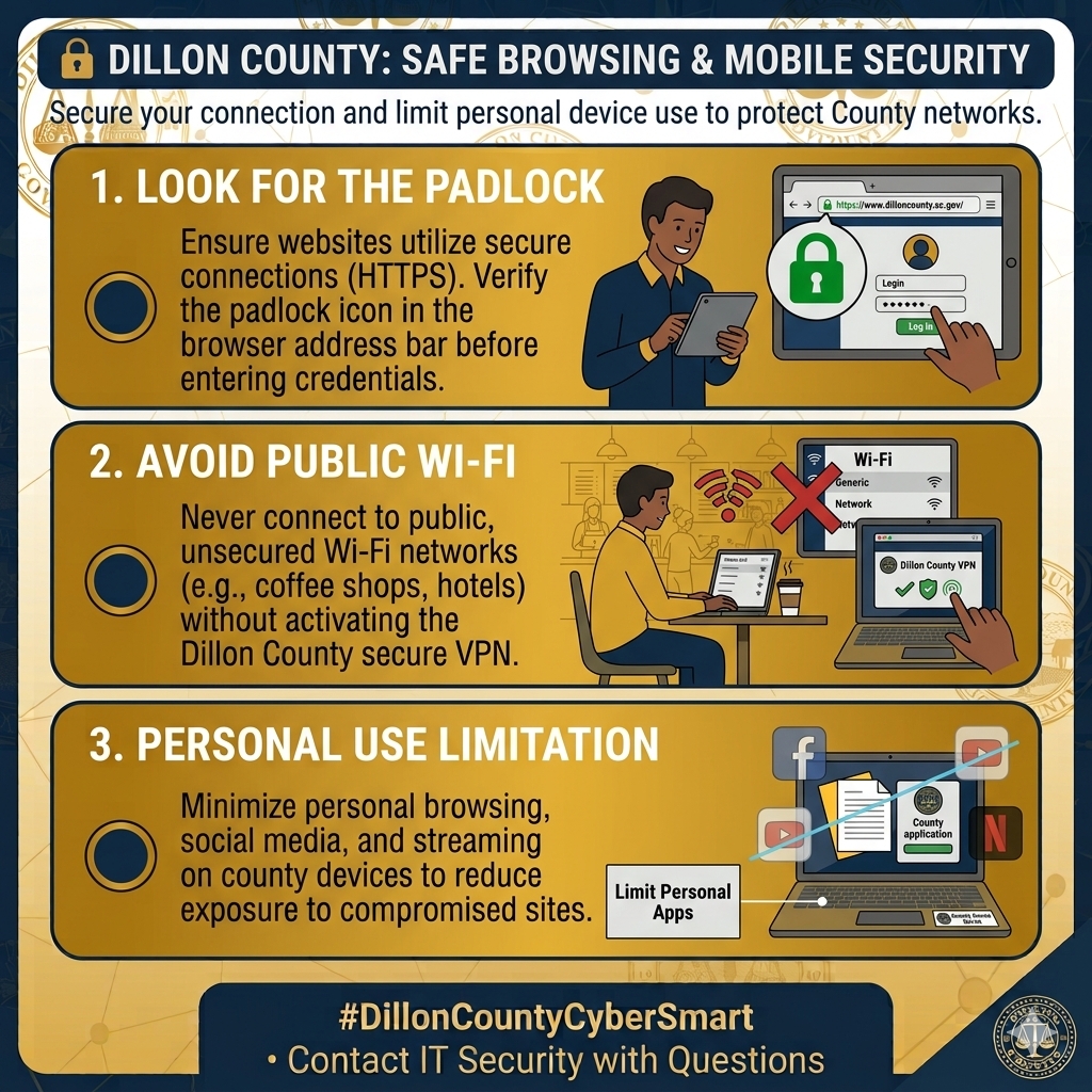 Dillon County Safe Internet Browsing Security Guidelines Infographic